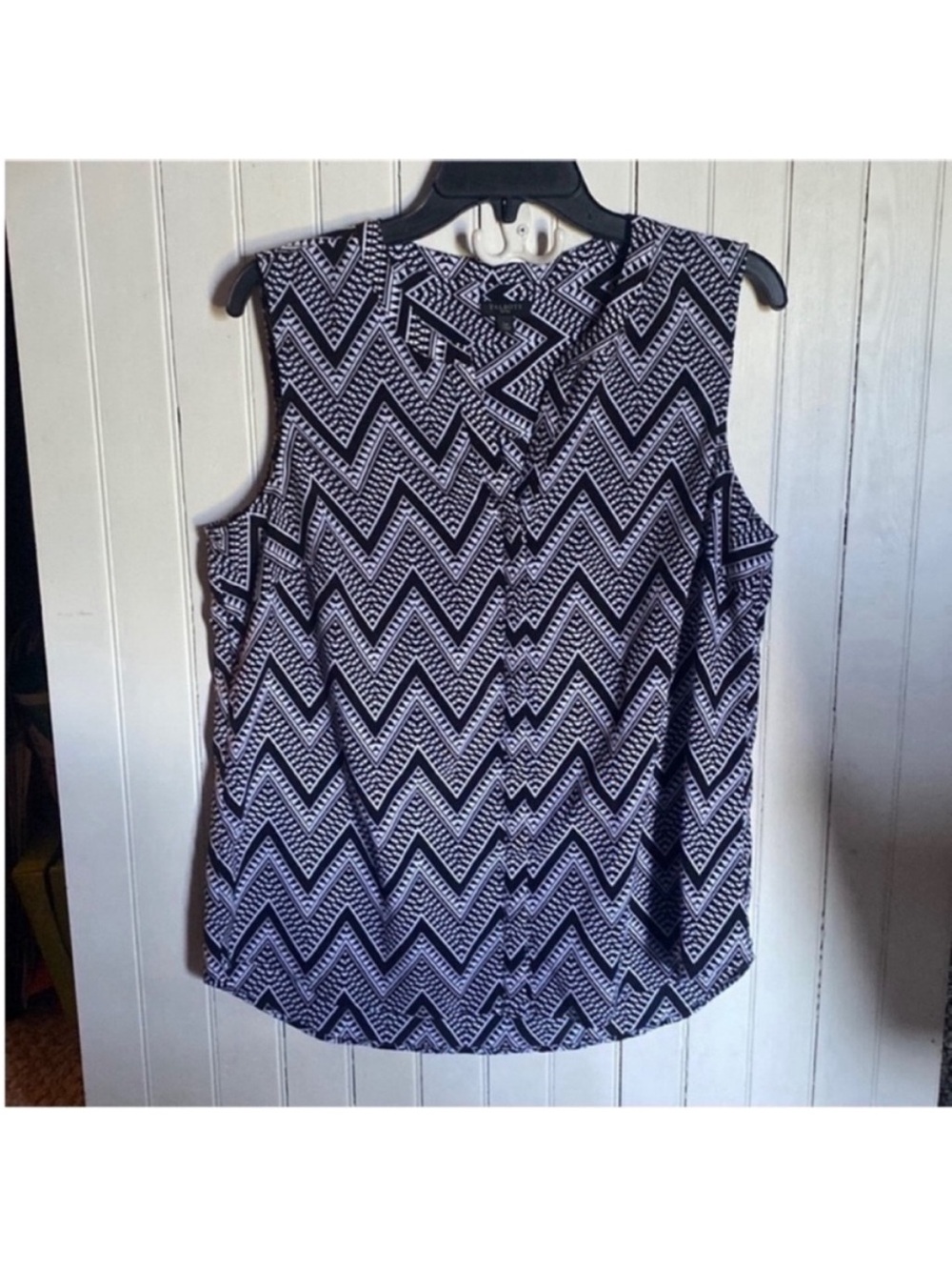 Talbots Sleeveless Blouse Black White Size LP
